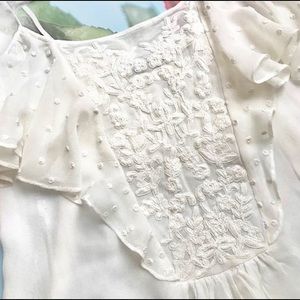 Zara Woman White Lace and Ruffle Boho Tank Size XS